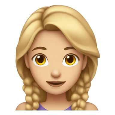 a girl with light hair and brown eyes holding a brown cat with yellow eyes sticker