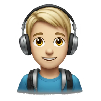 portrait of a boy with headphones blue eyes sticker