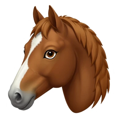 Head of a sorrel horse with a wide white blaze from his forehead, under his forelock, running down his face and under his muzzle, facing forward. White should go between nostrils and not on the side of the lips. sticker