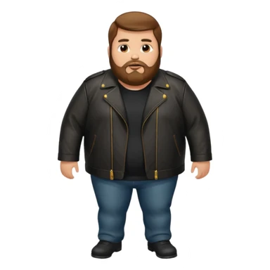 Long hair obese men with beard in leather jacket sticker