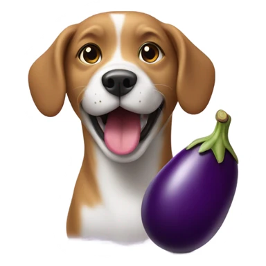 dog with egg plant  sticker