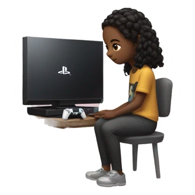 A girl playing ps5 alone sticker