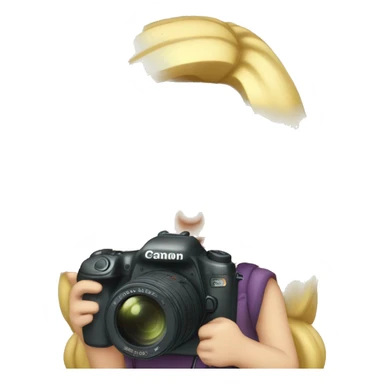 Blonde girl with a canon camera holding in arms sticker