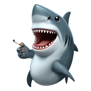 Shark smoking a cigarette sticker