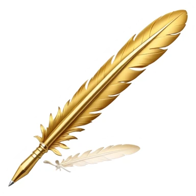 3D perspective academic premium golden ink feather pen sticker