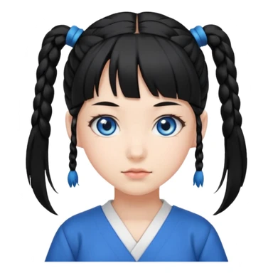 japanese schoolgirl with black twintails and blue eyes sticker