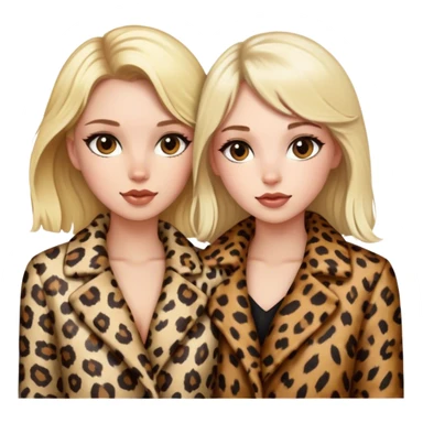 A blonde girl and brunette girl in leopard print coats sticker