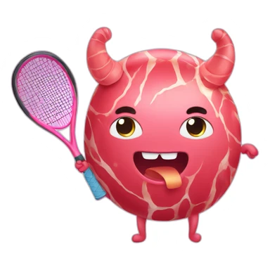 Kawaii jamon with tennis racket sticker