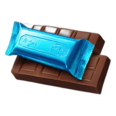 chocolate bar in blue foil sticker