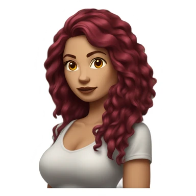 Beautiful tattooed woman long burgundy hair climbing rocks sticker