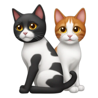 two cats, one black and white, one red hair sticker