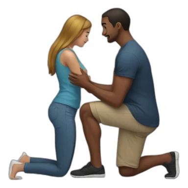 Woman on knees facing man sticker