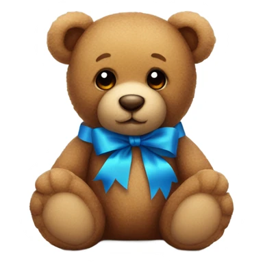 Cute Brown teddy bear with blue ribbon sticker