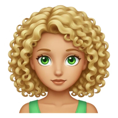 Tanned blonde curly hair girls with green eyes sticker