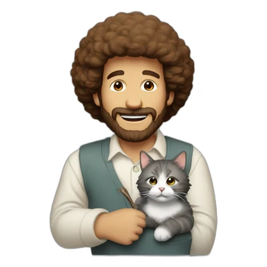 Bob ross with cat sticker