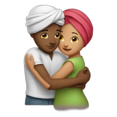 Boy with turban hugging his wife sticker