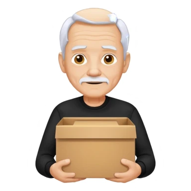 box carrier old man with black shirt sticker