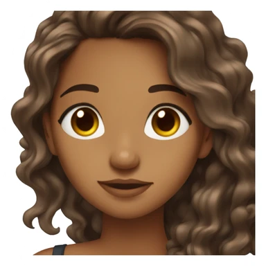 Warm olive toned skin with long brown wavy hair and dark brown eyes sticker