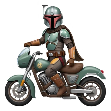 Mandalorian on a motorcycle sticker