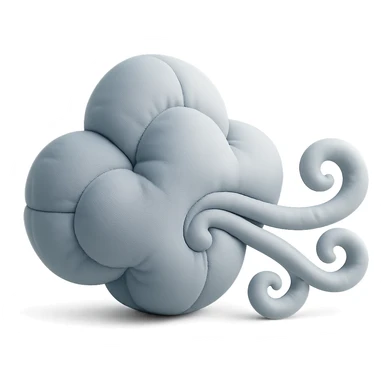 windy cloud with swirling wind lines, soft plush cushion style sticker