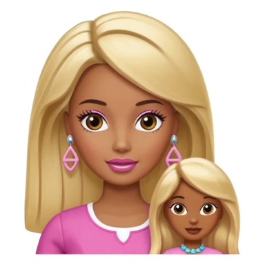 Brown skin blonde hair Barbie with Lilly in hair  sticker