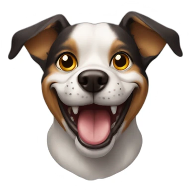 a dog with a devilish smile and a clown nose  sticker