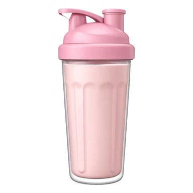 White shaker bottle with pastel pink lid, filled with protein shake sticker