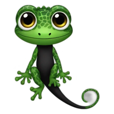 Gecko wearing a black dress with a pattern  sticker