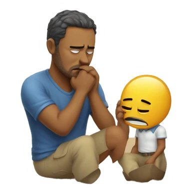 Men who cry trying to fix a broken heart of his wife sticker