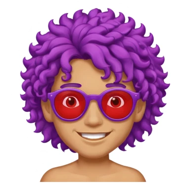 purple haired, curly big haired mexican boy with red sunglassess, vrey cool sticker