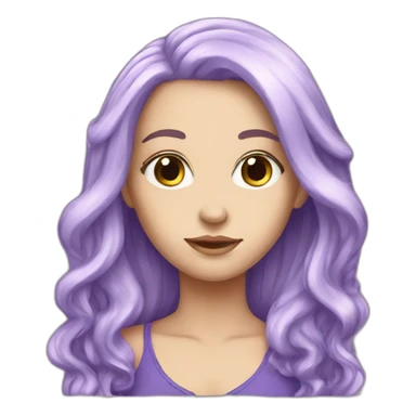 White Girl long purple hair sticker