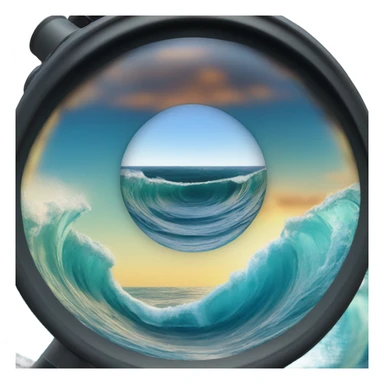 the ocean shown through binocular lens sticker