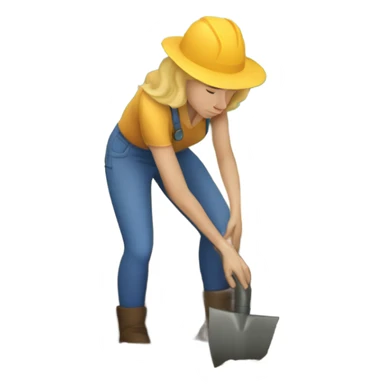 a white woman digging a hole in the ground sticker