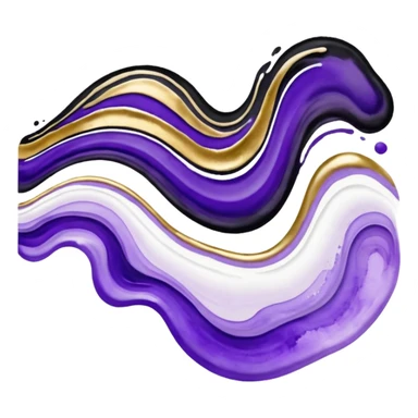 Black, white, gold, purple, abstract Watercolor paintings sticker
