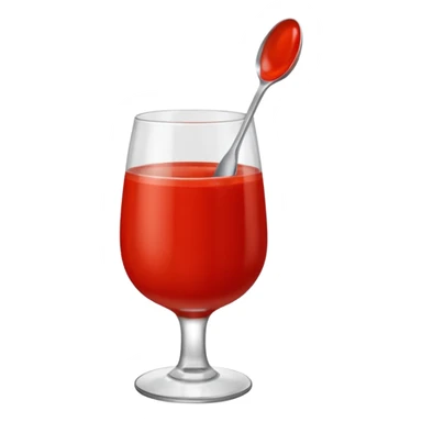 tomato puree in a glass glass transparent with one spoon floating above sticker