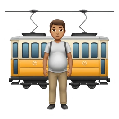 pregnant man and tramway sticker
