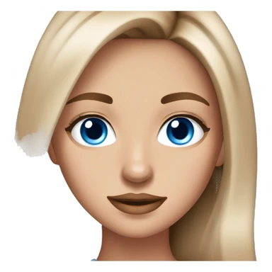 Beautiful tanned girl, long hair, brunette, Brown hair blue eyes, light pink lip color sticker