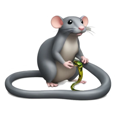 a rat looks at a snake sticker