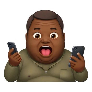 fat ugly ugy looking at his phone with open mouth sticker