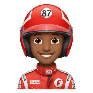 Emoji wearing red f1 helmet saying 8 7 sticker