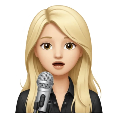 Singer Young woman – long blonde hair, around 20s,  singing into mic sticker