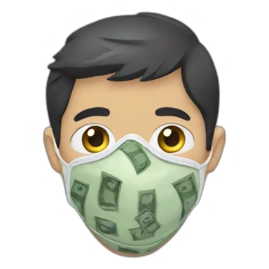 A boy wear a mask of money  sticker