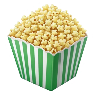 Cinematic realistic 3D popcorn in green box sticker