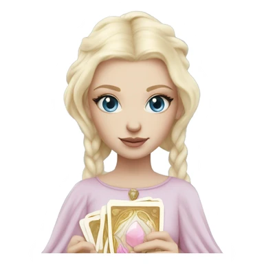 light pink tarot cards magic blonde girl white skin blue eyes  sticker