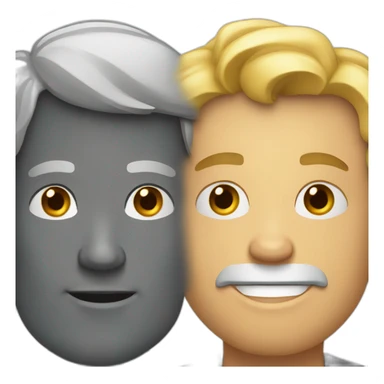 young man with blond hair and old man with gray hair sticker