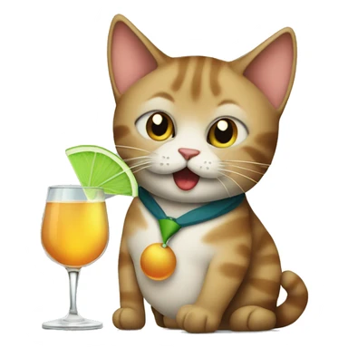 a cat drinking a martini sticker