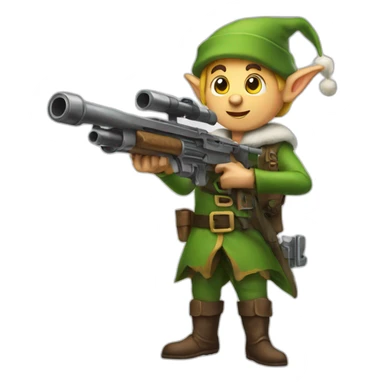 Elf holding a machine gun sticker