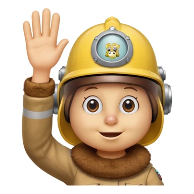 Sandy Cheeks from Spongebob, waving, wearing her helmet sticker