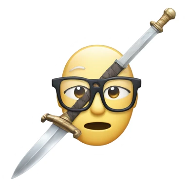 glasses emoji grab with a sword sticker