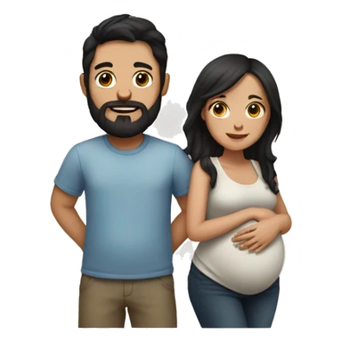 Couple pregnant Girl with Black hair Boy with Brown hair and Beard sticker